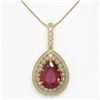 Image 2 : 15.87 ctw Certified Ruby & Diamond Victorian Necklace 14K Yellow Gold - REF-330H2R