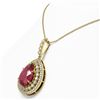 Image 3 : 15.87 ctw Certified Ruby & Diamond Victorian Necklace 14K Yellow Gold - REF-330H2R