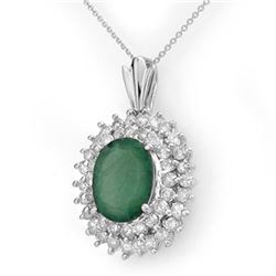 10.11 ctw Emerald & Diamond Pendant 18k White Gold - REF-272H8R