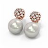 Image 3 : 0.63 ctw Diamond & Pearl Earrings 18K Rose Gold - REF-71Y6X