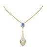 Image 1 : 4.57 ctw Tanzanite & Diamond Necklace 18K Yellow Gold - REF-360H2R