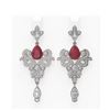 Image 1 : 11.5 ctw Ruby & Diamond Earrings 18K White Gold - REF-525H5R