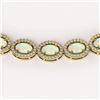 Image 3 : 21.21 ctw Opal & Diamond Micro Pave Halo Necklace 10k Yellow Gold - REF-581H8R