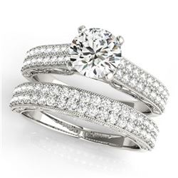 1.76 ctw Certified VS/SI Diamond Pave 2pc Set Wedding 14k White Gold - REF-187N3F