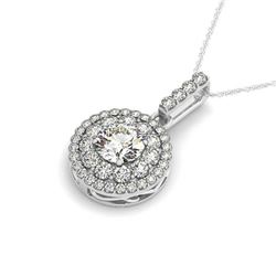 2.1 ctw Certified VS/SI Diamond Solitaire Halo Necklace 14k White Gold - REF-394N9F