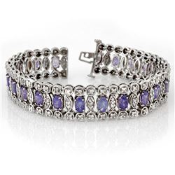17.50 ctw Tanzanite & Diamond Bracelet 14k White Gold - REF-427F3M