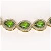 Image 3 : 33.35 ctw Peridot & Diamond Micro Pave Halo Necklace 10k Yellow Gold - REF-664N2F