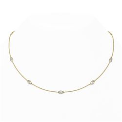 3 ctw Marquise Diamond Station Necklace 18K Yellow Gold - REF-499M6G