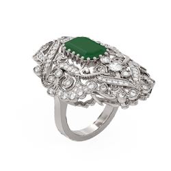 7.38 ctw Emerald & Diamond Ring 18K White Gold - REF-300H2R