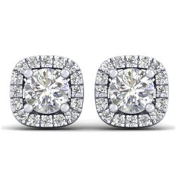 1.08 ctw Certified VS/SI Diamond Stud Halo Earrings 14k White Gold - REF-103M3G