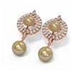 Image 3 : 5 ctw Diamond & Pearl Earrings 18K Rose Gold - REF-350F5M