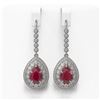 Image 1 : 10.15 ctw Certified Ruby & Diamond Victorian Earrings 14K White Gold - REF-279R3K