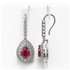 Image 2 : 10.15 ctw Certified Ruby & Diamond Victorian Earrings 14K White Gold - REF-279R3K