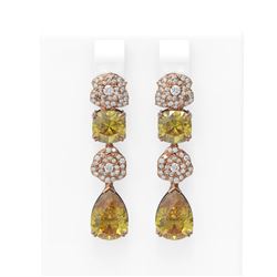 9.7 ctw Canary Citrine & Diamond Earrings 18K Rose Gold - REF-175Y5X