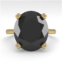 9.0 ctw Oval Black Diamond Engagment Designer Ring 14k Yellow Gold - REF-240R2K