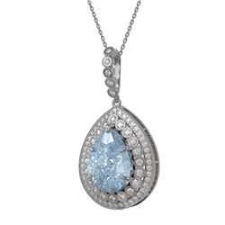 17.62 ctw Sky Topaz & Diamond Victorian Necklace 14K White Gold - REF-231N3F