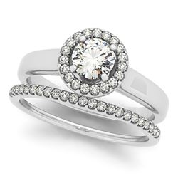 1.05 ctw Certified VS/SI Diamond 2pc Wedding Set Halo 14k White Gold - REF-142M9G