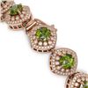 Image 3 : 33.05 ctw Tourmaline & Diamond Victorian Bracelet 14K Rose Gold - REF-982X8A