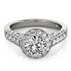 1.5 ctw Certified VS/SI Diamond Halo Ring 18k White Gold - REF-181M5G