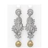 6.52 ctw Diamond & Pearl Earrings 18K White Gold - REF-630A5N