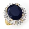 16.66 ctw Blue Sapphire & Diamond Ring 14k Yellow Gold - REF-190M4G