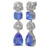 Image 2 : 11.6 ctw Tanzanite & Diamond Earrings 18K White Gold - REF-445Y5X