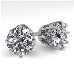 4 ctw VS/SI Diamond Stud Solitaire Earrings Vintage 18K White Gold - REF-1742H8R