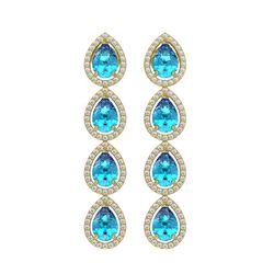 7.81 ctw Swiss Topaz & Diamond Micro Pave Halo Earrings 10k Yellow Gold - REF-152G8W