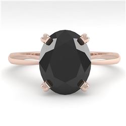 5.0 ctw Oval Black Diamond Engagment Designer Ring 18k Rose Gold - REF-147F2M