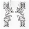 Image 2 : 4 ctw Emerald Cut Diamond Earrings 18K White Gold - REF-839M3G