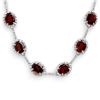 Image 1 : 41.0 ctw Garnet & Diamond Necklace 10k White Gold - REF-194Y5X