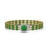Image 1 : 20.93 ctw Jade & Diamond Bracelet 14K Yellow Gold - REF-281H8R