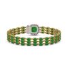 Image 3 : 20.93 ctw Jade & Diamond Bracelet 14K Yellow Gold - REF-281H8R