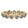 Image 1 : 38.1 ctw Tanzanite & Diamond Victorian Bracelet 14K Yellow Gold - REF-1136G8W