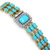 Image 3 : 20.55 ctw Turquoise & Diamond Bracelet 14K Yellow Gold - REF-285N3F