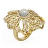 Image 1 : 3.23 ctw Diamond & Pearl Ring 18K Yellow Gold - REF-396H2R