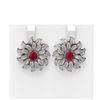 Image 1 : 7.07 ctw Ruby & Diamond Earrings 18K White Gold - REF-347M5G