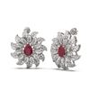 Image 2 : 7.07 ctw Ruby & Diamond Earrings 18K White Gold - REF-347M5G