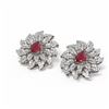 Image 3 : 7.07 ctw Ruby & Diamond Earrings 18K White Gold - REF-347M5G