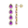 Image 2 : 7.85 ctw Amethyst & Diamond Micro Pave Halo Earrings 10k Yellow Gold - REF-152W8H