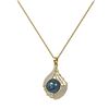 Image 3 : 1.15 ctw Diamond & Pearl Necklace 18K Yellow Gold - REF-164H8R