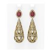Image 1 : 7.82 ctw Ruby & Diamond Earrings 18K Yellow Gold - REF-527H3R