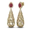 Image 2 : 7.82 ctw Ruby & Diamond Earrings 18K Yellow Gold - REF-527H3R