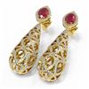 Image 3 : 7.82 ctw Ruby & Diamond Earrings 18K Yellow Gold - REF-527H3R