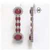 Image 2 : 13.28 ctw Ruby & Diamond Earrings 14K White Gold - REF-236H4R