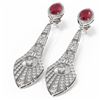 Image 3 : 9.69 ctw Ruby & Diamond Earrings 18K White Gold - REF-485N5F