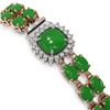 Image 2 : 12.93 ctw Jade & Diamond Bracelet 14K Rose Gold - REF-245X5A