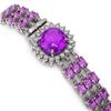 Image 2 : 24.75 ctw Amethyst & Diamond Bracelet 14K White Gold - REF-281G8W