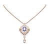 Image 1 : 5.6 ctw Tanzanite & Diamond Necklace 18K Rose Gold - REF-381A8N