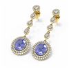 Image 3 : 15.03 ctw Tanzanite & Diamond Earrings 18K Yellow Gold - REF-709N3F